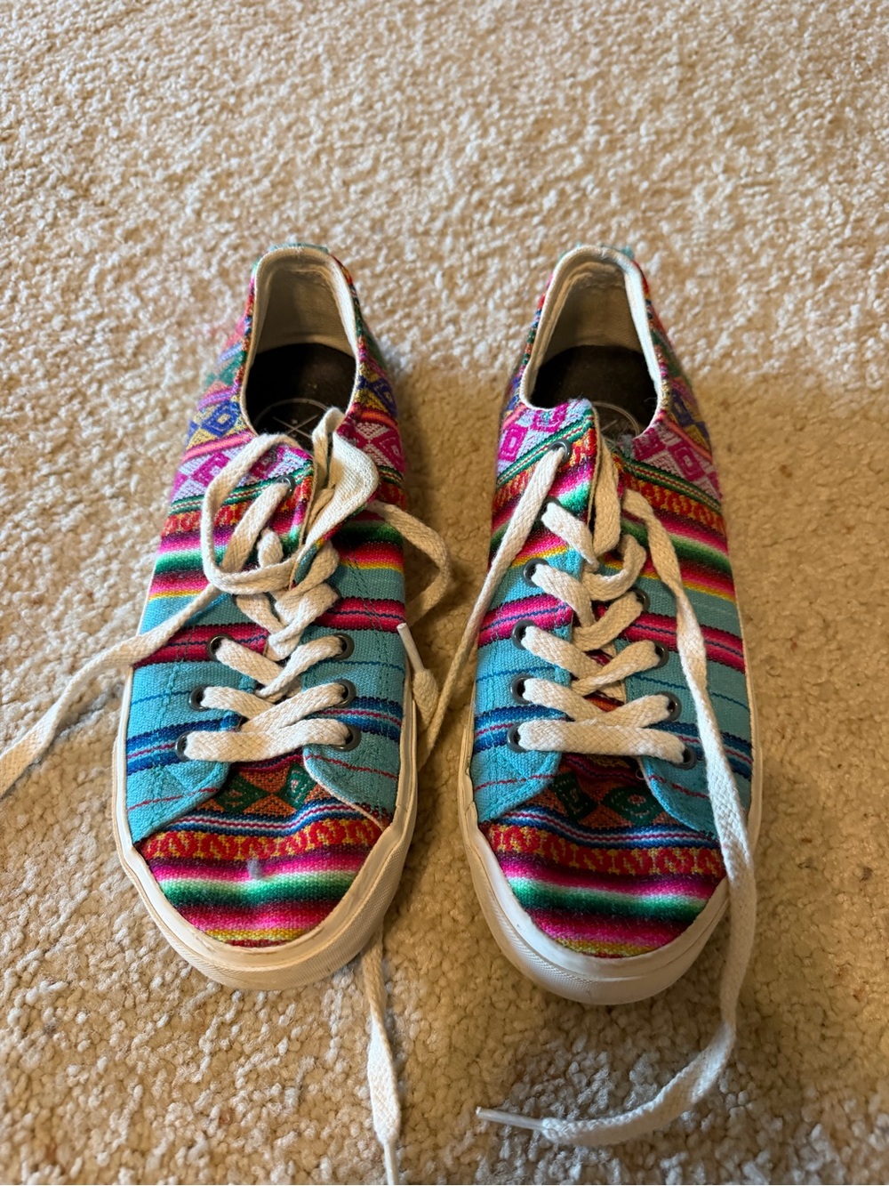 inkkas Multicolor Aztec Stripe Sneakers - Turquoise, Pink, Green